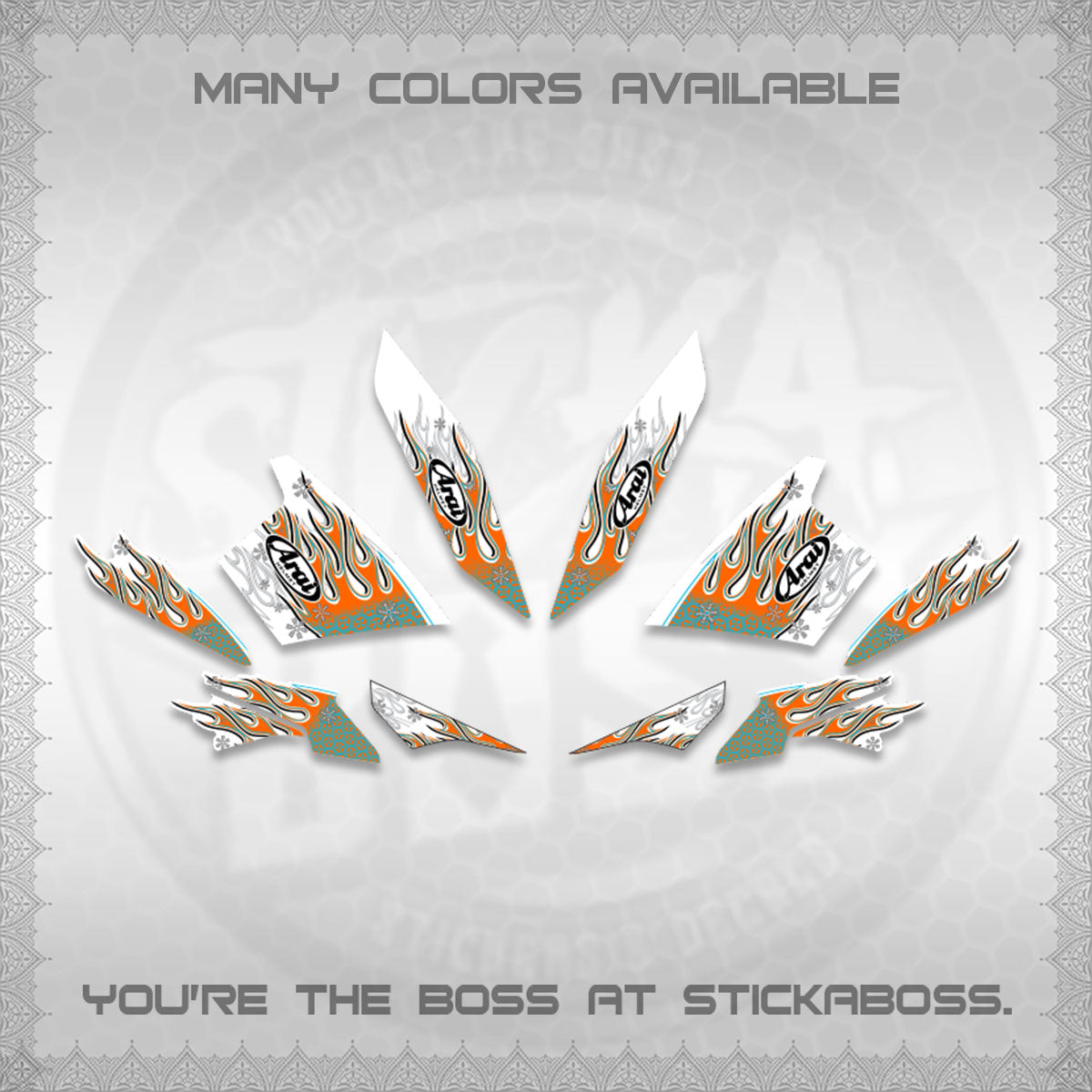 AEROX V3 ALPHA TURBO FOR WHITE DECALS (MOTIF ARAI API NEW TERBARU)STICKER DECALS By STICKABOSS
