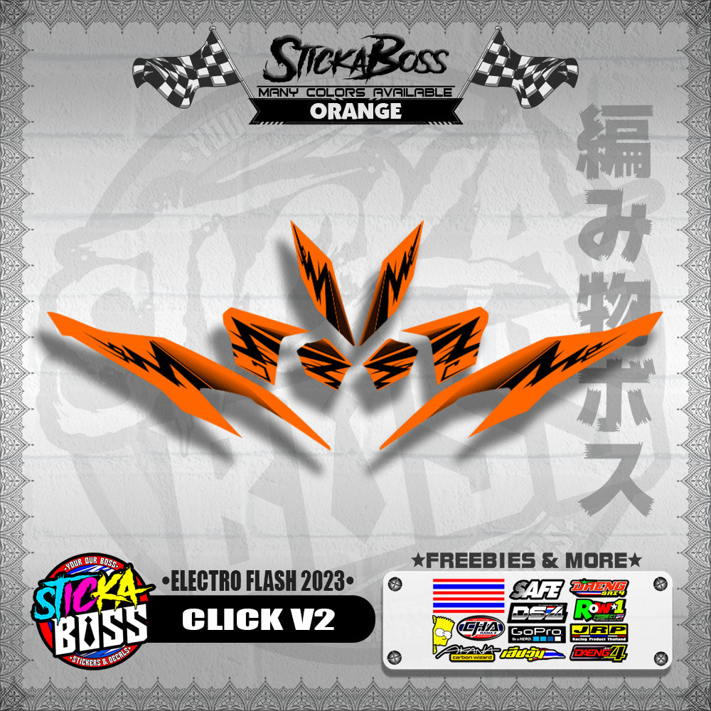CLICK V2 DECALS ( ELECTRO FLASH 2023 ) [ PREMIUM GLOSSY LAMINATED ]【WITH FREEBIES】