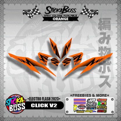 CLICK V2 DECALS ( ELECTRO FLASH 2023 ) [ PREMIUM GLOSSY LAMINATED ]【WITH FREEBIES】