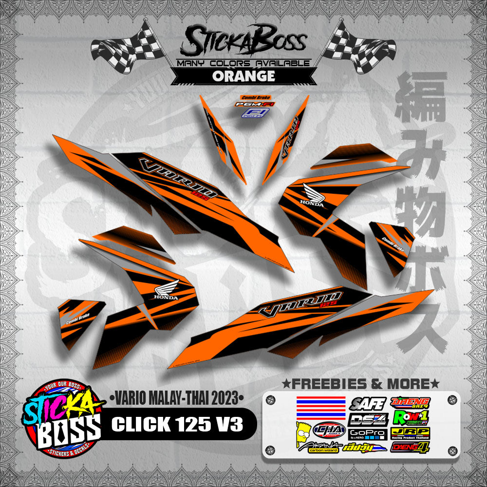 CLICK 125 V3 DECALS ( VARIO MALAY-THAI 2023 )【WITH FREEBIES】
