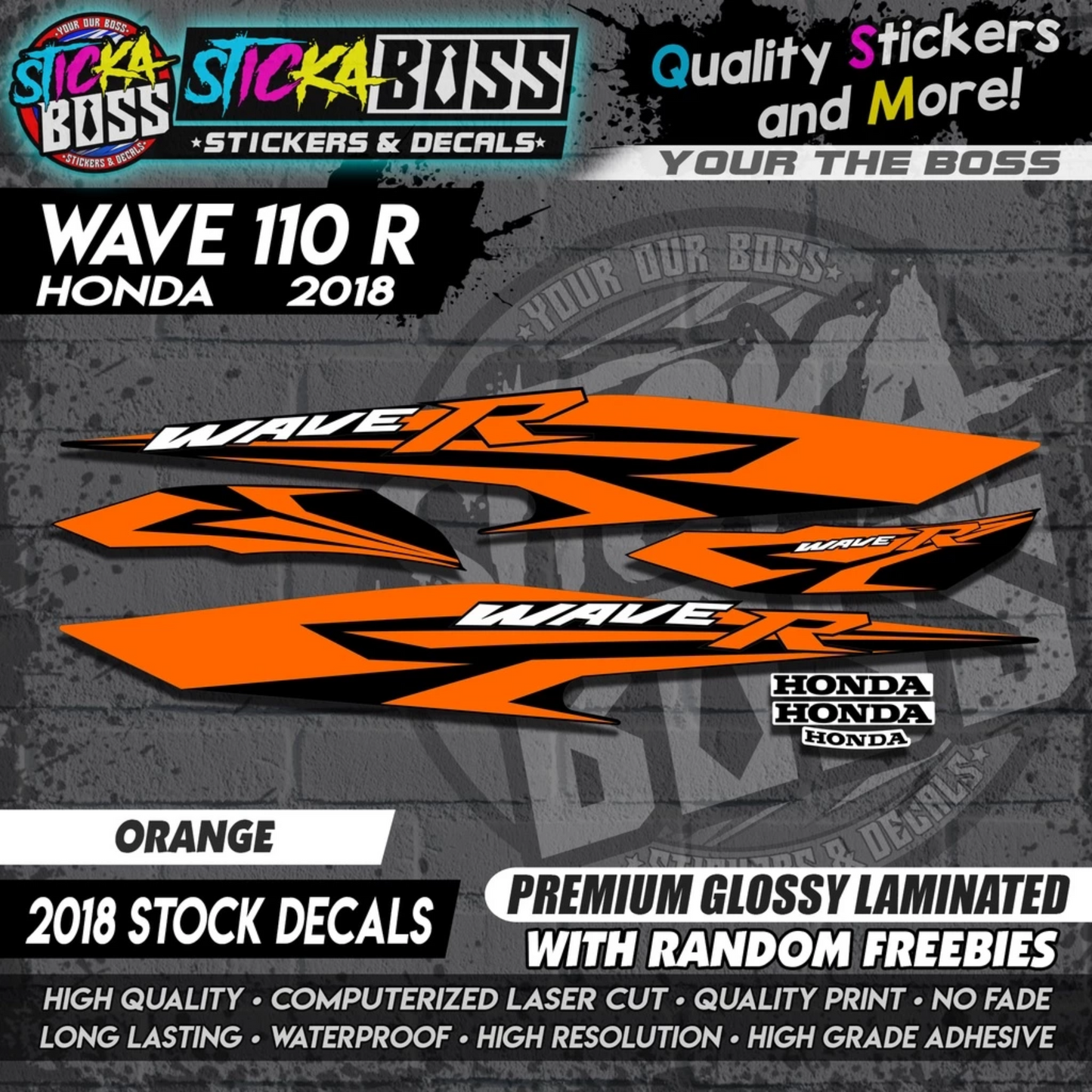 Wave 110 R (2018 Stock Decals)【PREMIUM GLOSSY LAMINATED】