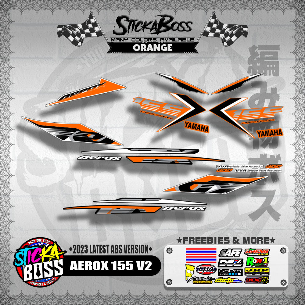 AEROX 155 V2 DECALS ( 2023 LATEST ABS VERSION ) [ PREMIUM GLOSSY LAMINATED ]【WITH FREEBIES】