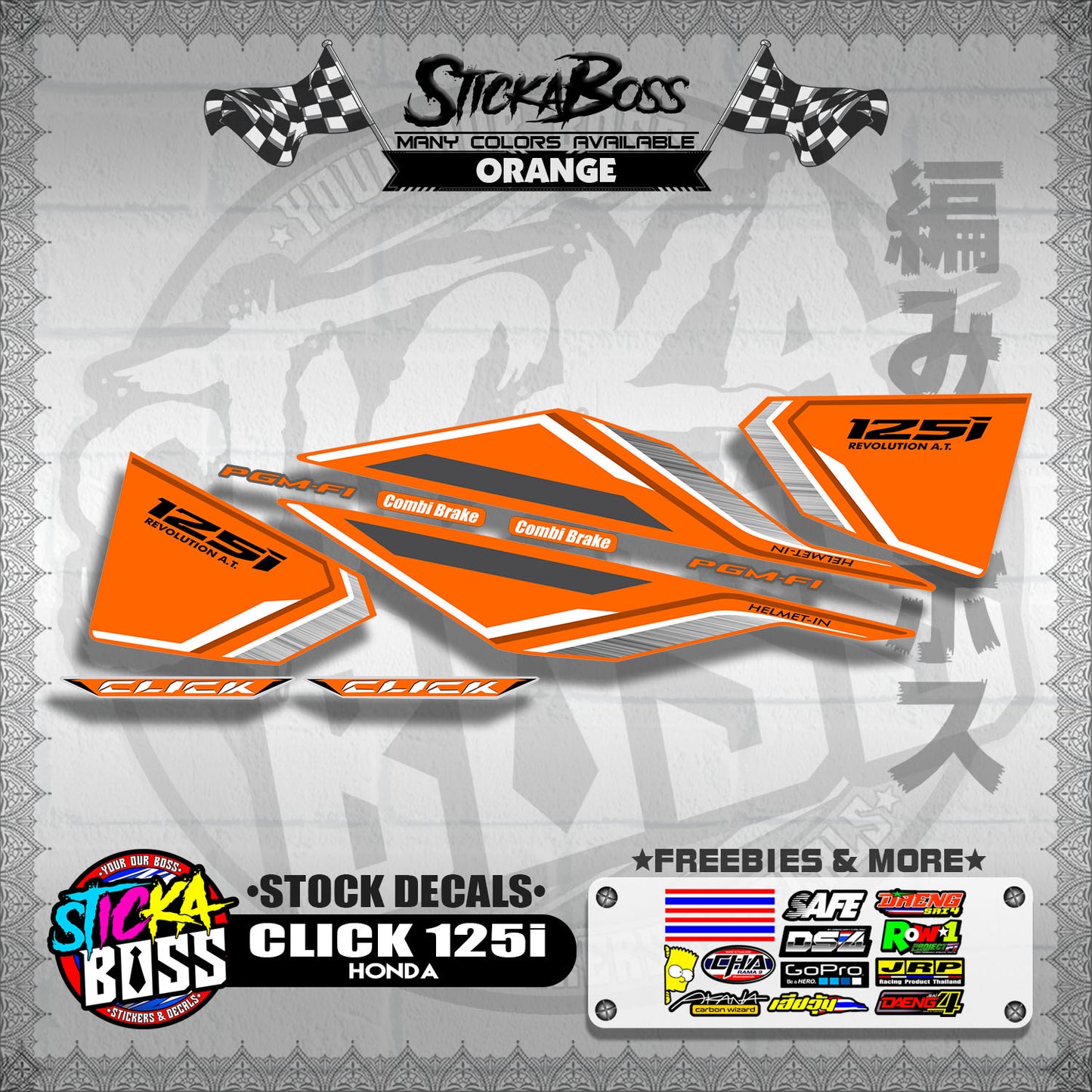 CLICK 125i V1 ( STOCK DECALS ) 【WITH FREEBIES】