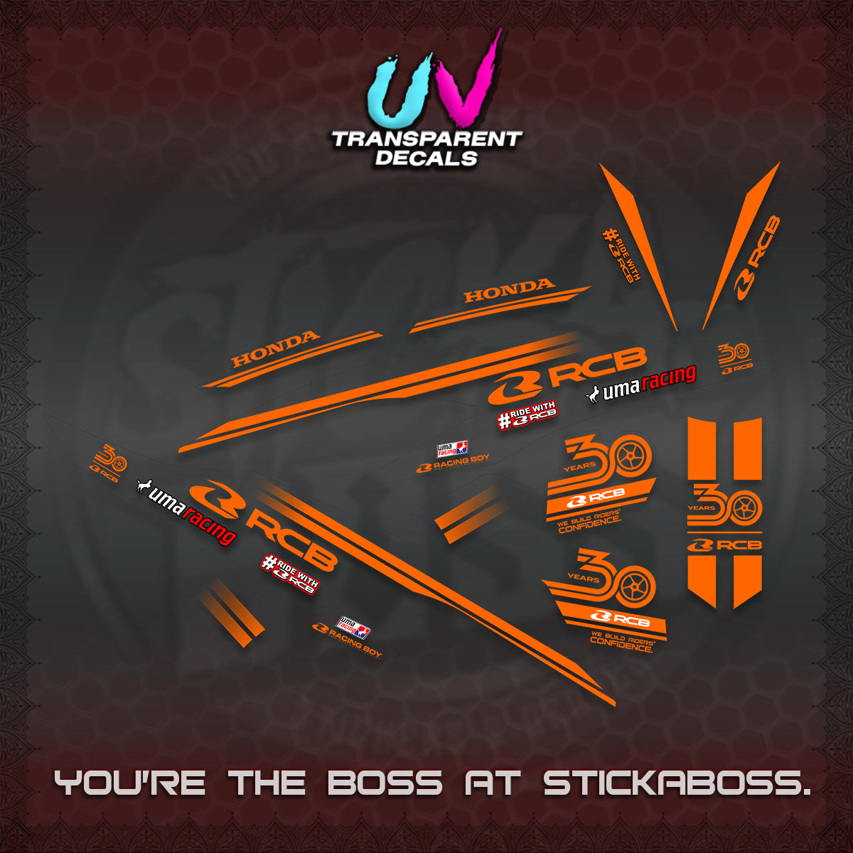 CLICK 125 V2 UV TRANSPARENT DECALS (2026 30TH ANNIVERSARY RACING DESIGN) STICKER DECALS By STICKABOSS