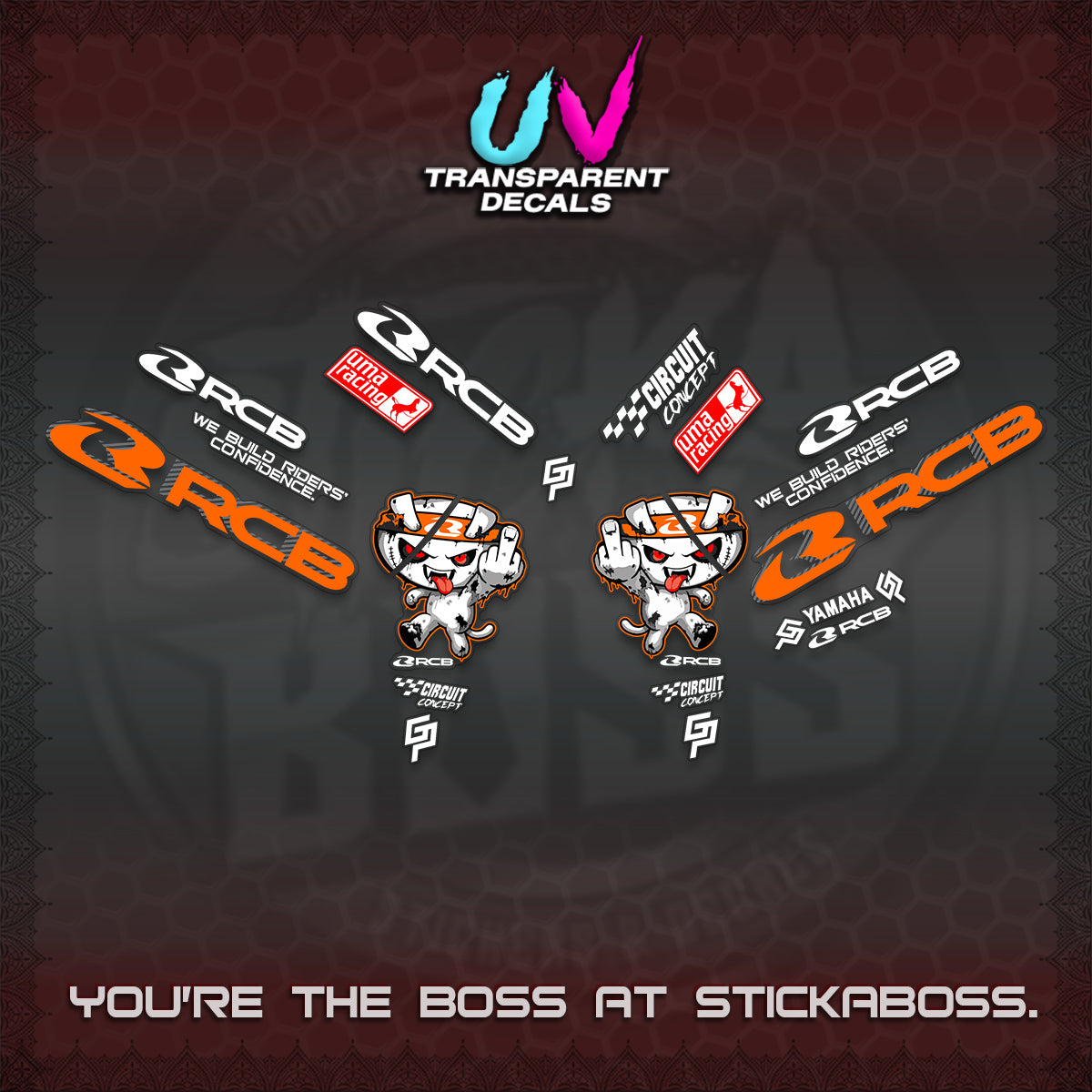 AEROX V2 UV TRANSPARENT DECALS (2026 RACE ZOMBIE DESIGN)STICKER DECALS By STICKABOSS