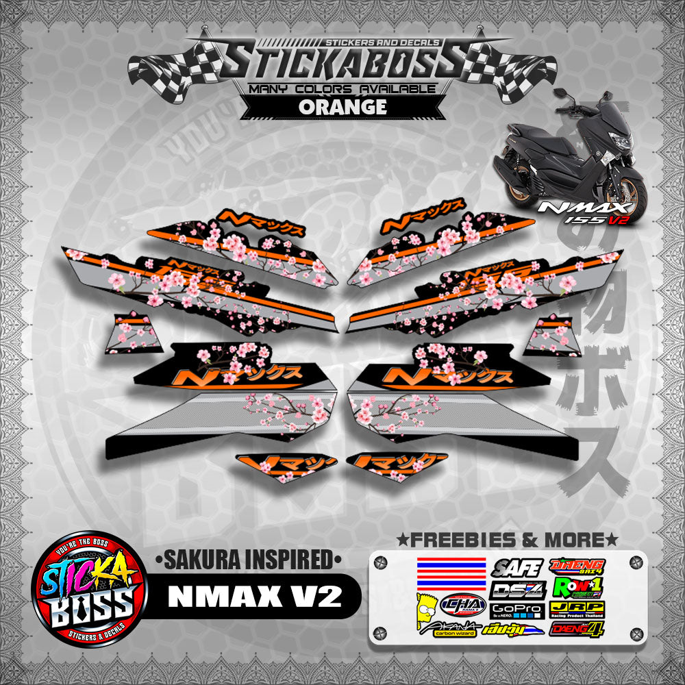 NMAX V2 STICKER DECALS ( SAKURA INSPIRED )【WITH FREEBIES】