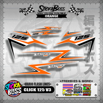 CLICK 125 V3 DECALS ( VARIO FLASH LINES )【WITH FREEBIES】