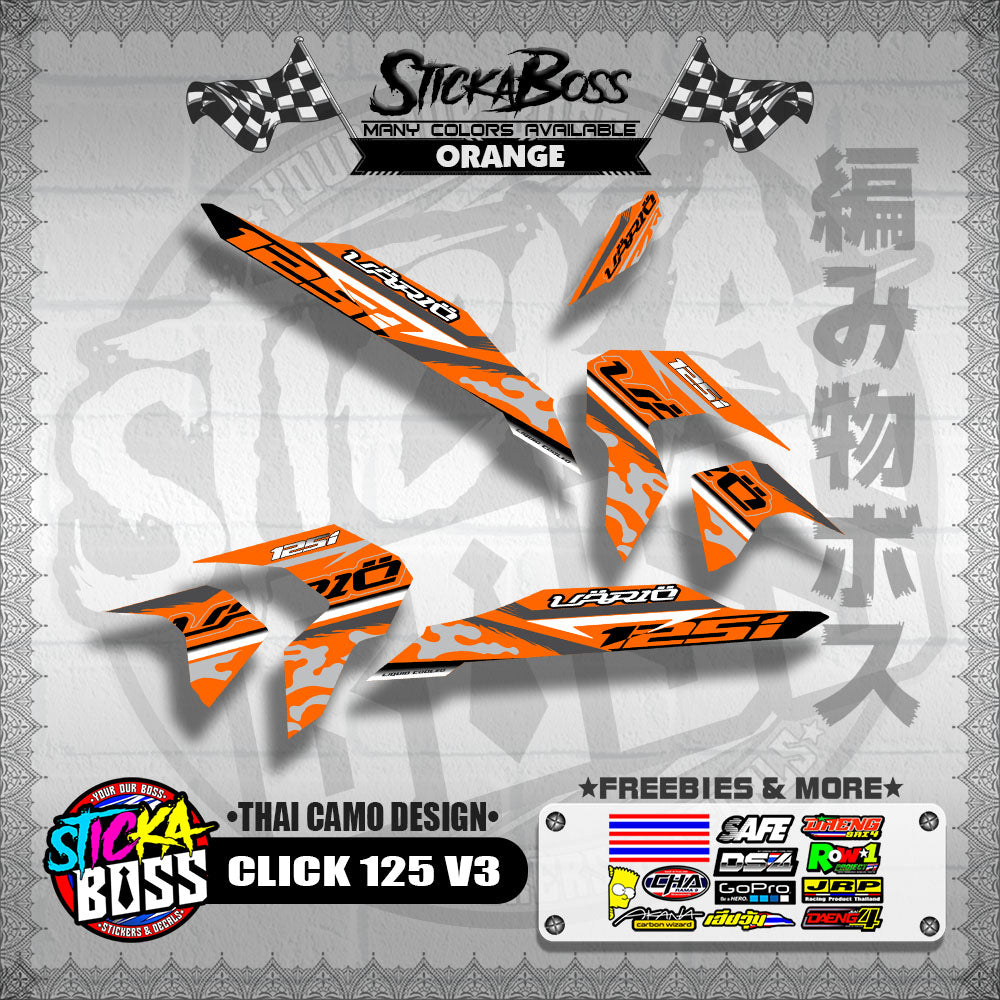 CLICK 125i V3 DECALS ( THAI CAMO DESIGN )【WITH FREEBIES】