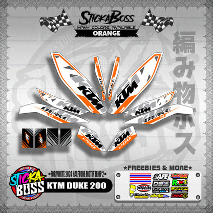 KTM DUKE 200 STICKER DECALS ( FOR WHITE 2024 HALFTONE MOTIF TEMP 2 )【WITH FREEBIES】