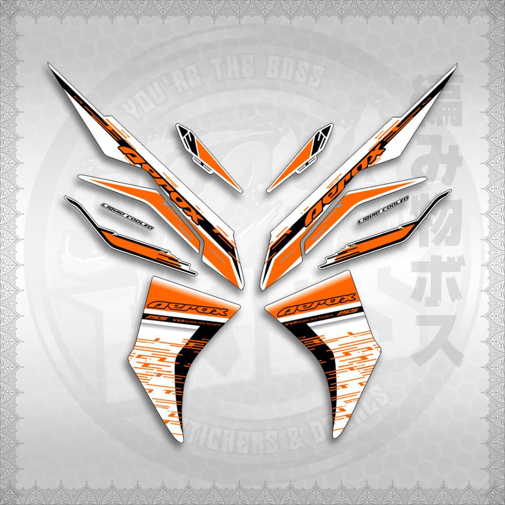 STICKER DECALS for AEROX V3 ALPHA TURBO INDO FOR WHITE (AV3NESTEDMA) By STICKABOSS (SOFIE LAMINATED WATERPROOF)