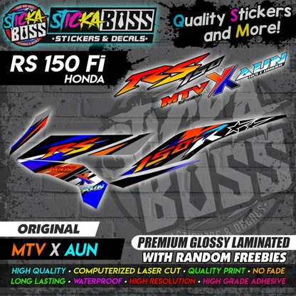 Honda RS 150 Fi (MTV x AUN) [ASSORTED COLORS] Stock Decals【PREMIUM GLOSSY LAMINATED】