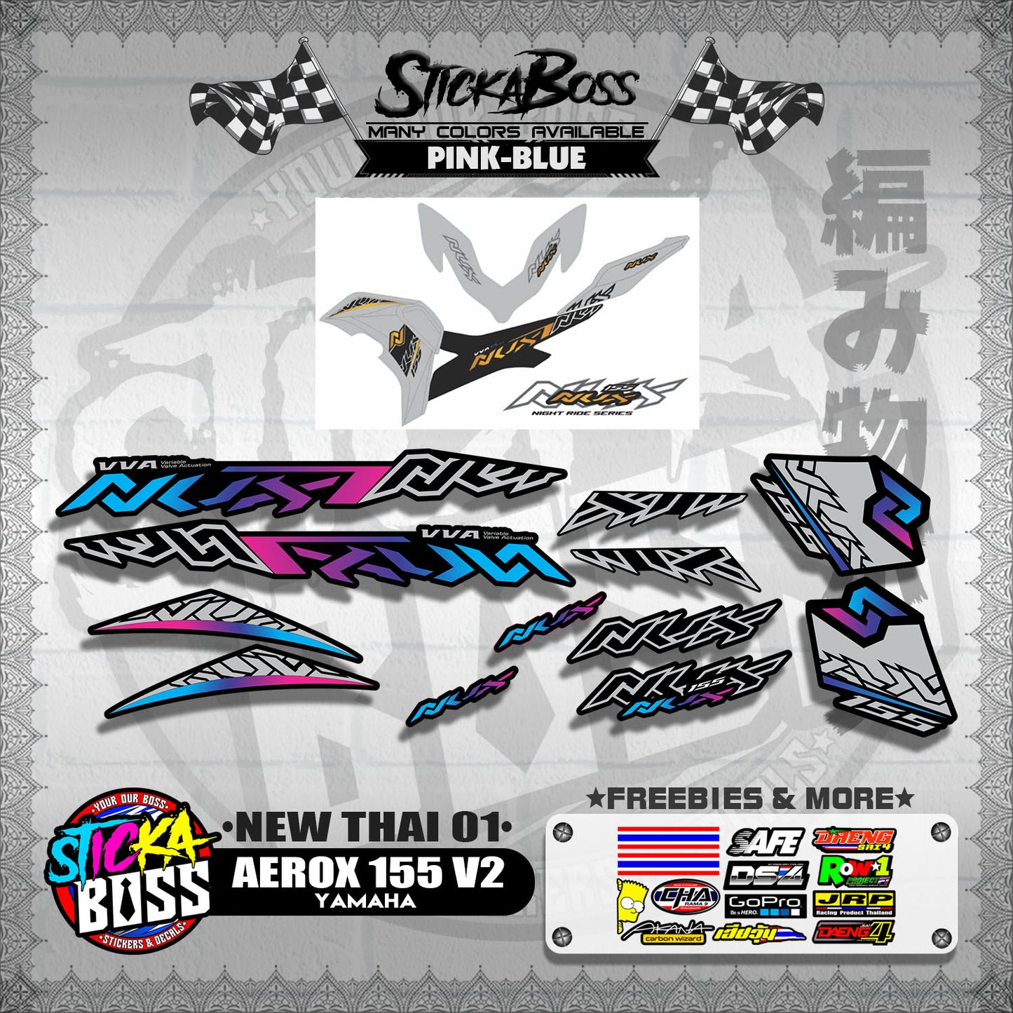 AEROX 155 V2 DECALS ( NEW THAI 01 )【WITH FREEBIES】