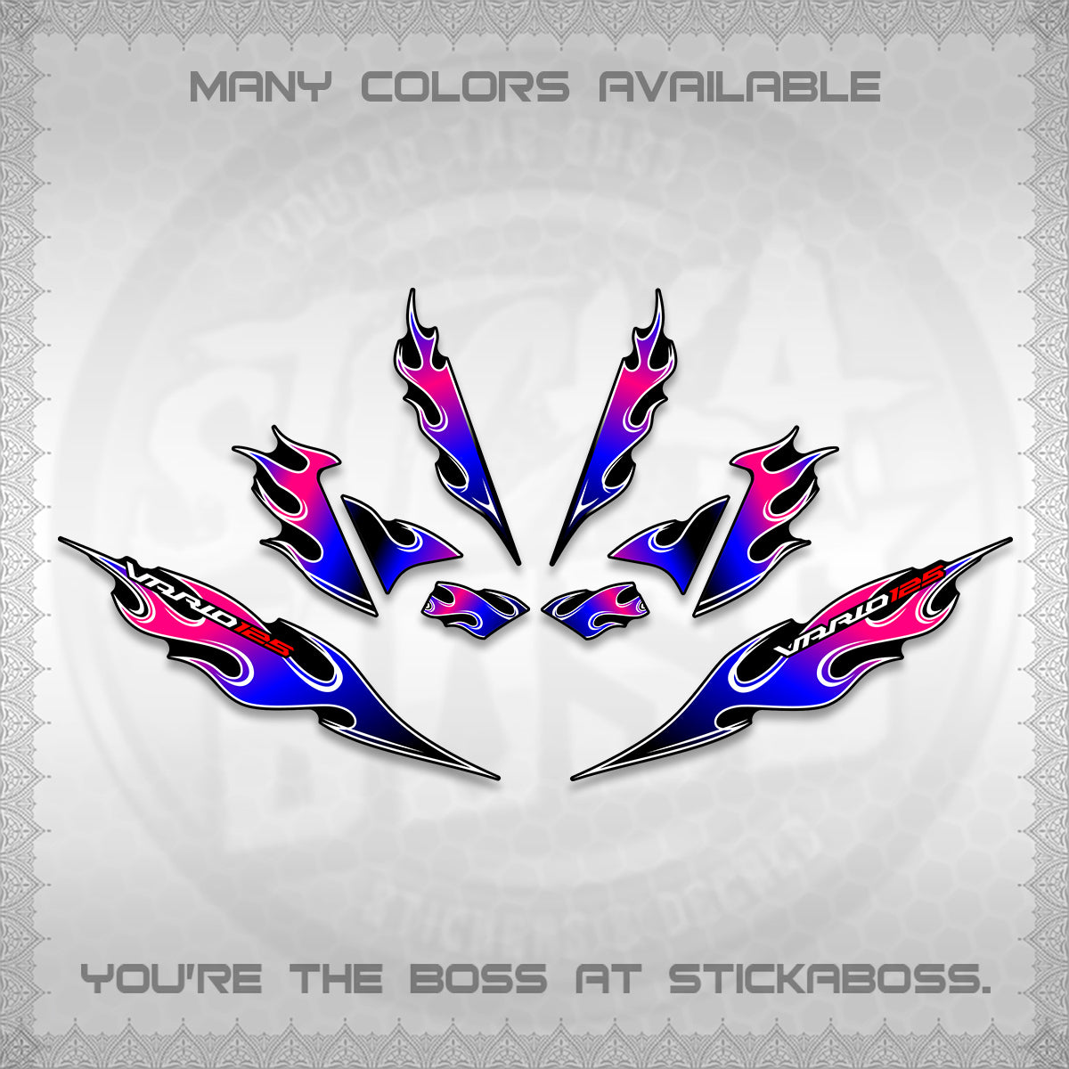 CLICK 125 V4 VARIO DECALS (2026 MOTIF FLAME 2 TONE)STICKER DECALS By STICKABOSS