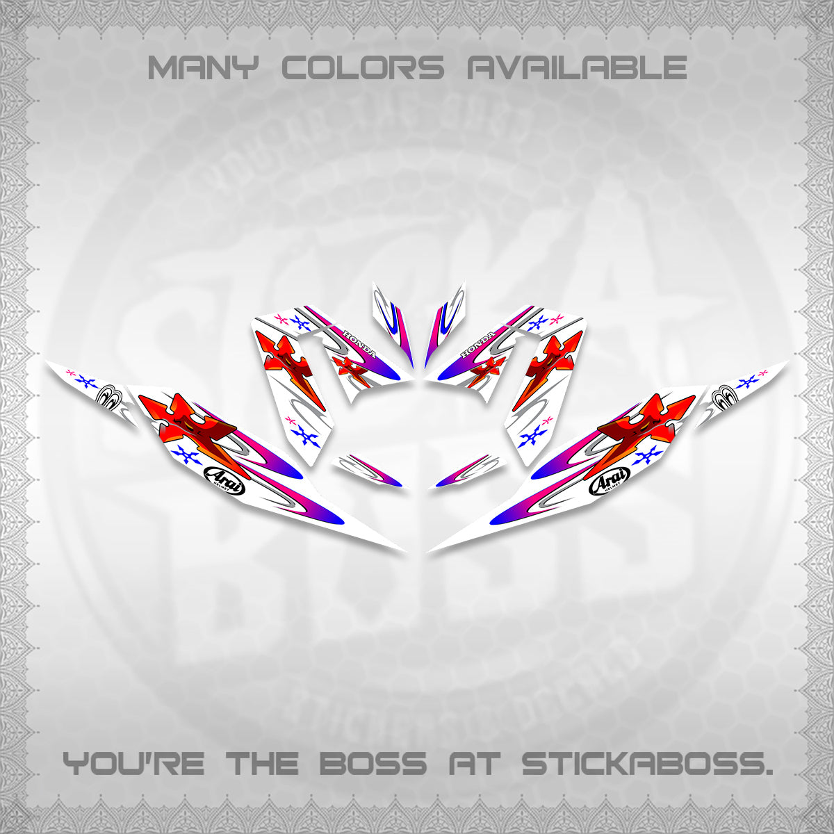 CLICK 125 V4 FOR WHITE DECALS (2026 ARAI STAR RACING DESIGN) STICKER DECALS By STICKABOSS