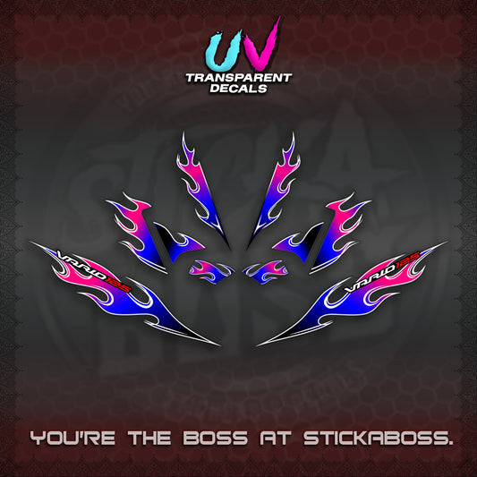 CLICK 125 V4 UV TRANSPARENT VARIO DECALS (MOTIF FLAME 2)STICKER DECALS By STICKABOSS