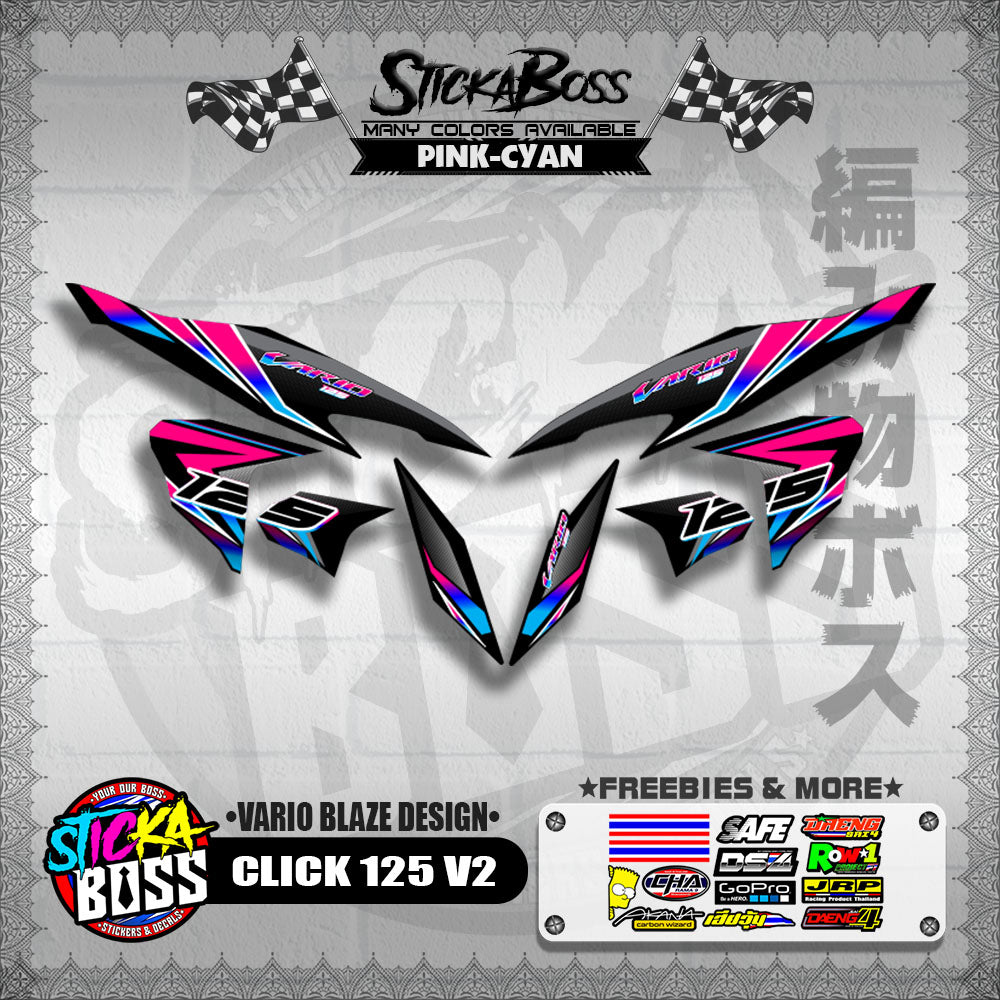 CLICK 125 V2 DECALS ( VARIO BLAZE DESIGN )【WITH FREEBIES】