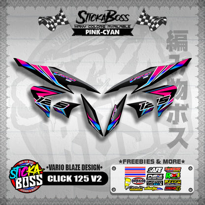 CLICK 125 V2 DECALS ( VARIO BLAZE DESIGN )【WITH FREEBIES】