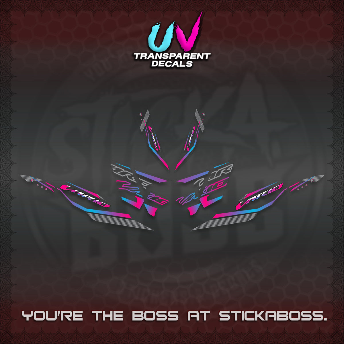 CLICK 125 V4 VARIO UV TRANSPARENT DECALS (2026 WHITE EDITION DESIGN) STICKER KITS By STICKABOSS