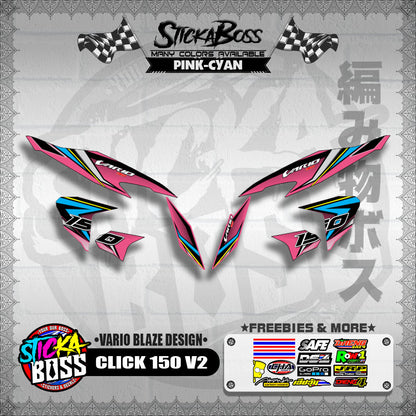 CLICK 150 V2 DECALS ( VARIO BLAZE DESIGN )【WITH FREEBIES】