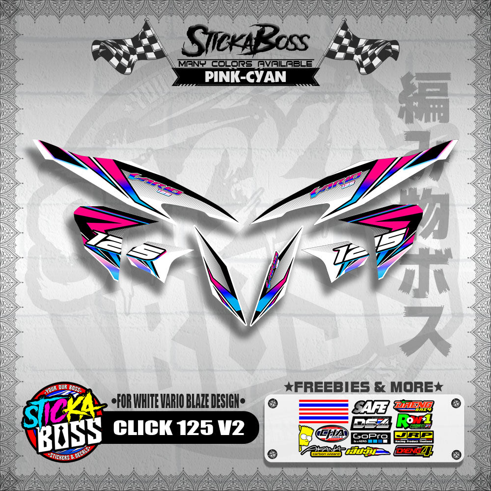CLICK 125 V2 DECALS ( FOR WHITE VARIO BLAZE DESIGN )【WITH FREEBIES】