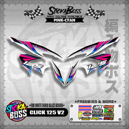 CLICK 125 V2 DECALS ( FOR WHITE VARIO BLAZE DESIGN )【WITH FREEBIES】