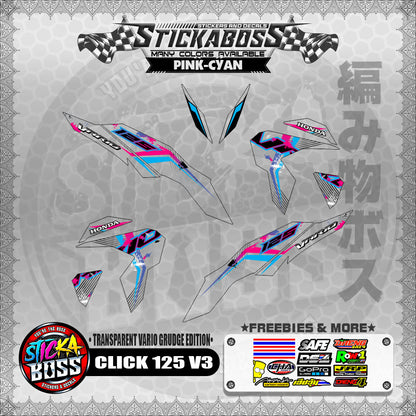 [PREMIUM UV PRINT] TRANSPARENT CLICK 125 V3 DECALS ( VARIO GRUDGE EDITION )【WITH FREEBIES】