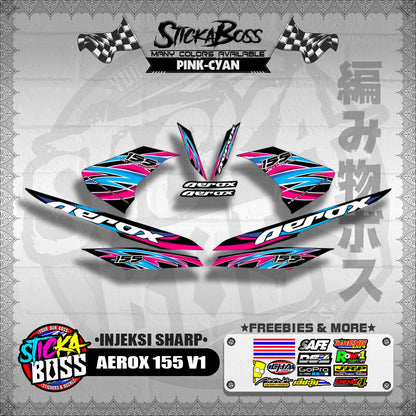 AEROX 155 V1 DECALS ( INJEKSI SHARP )[ PREMIUM GLOSSY LAMINATED ]【WITH FREEBIES】