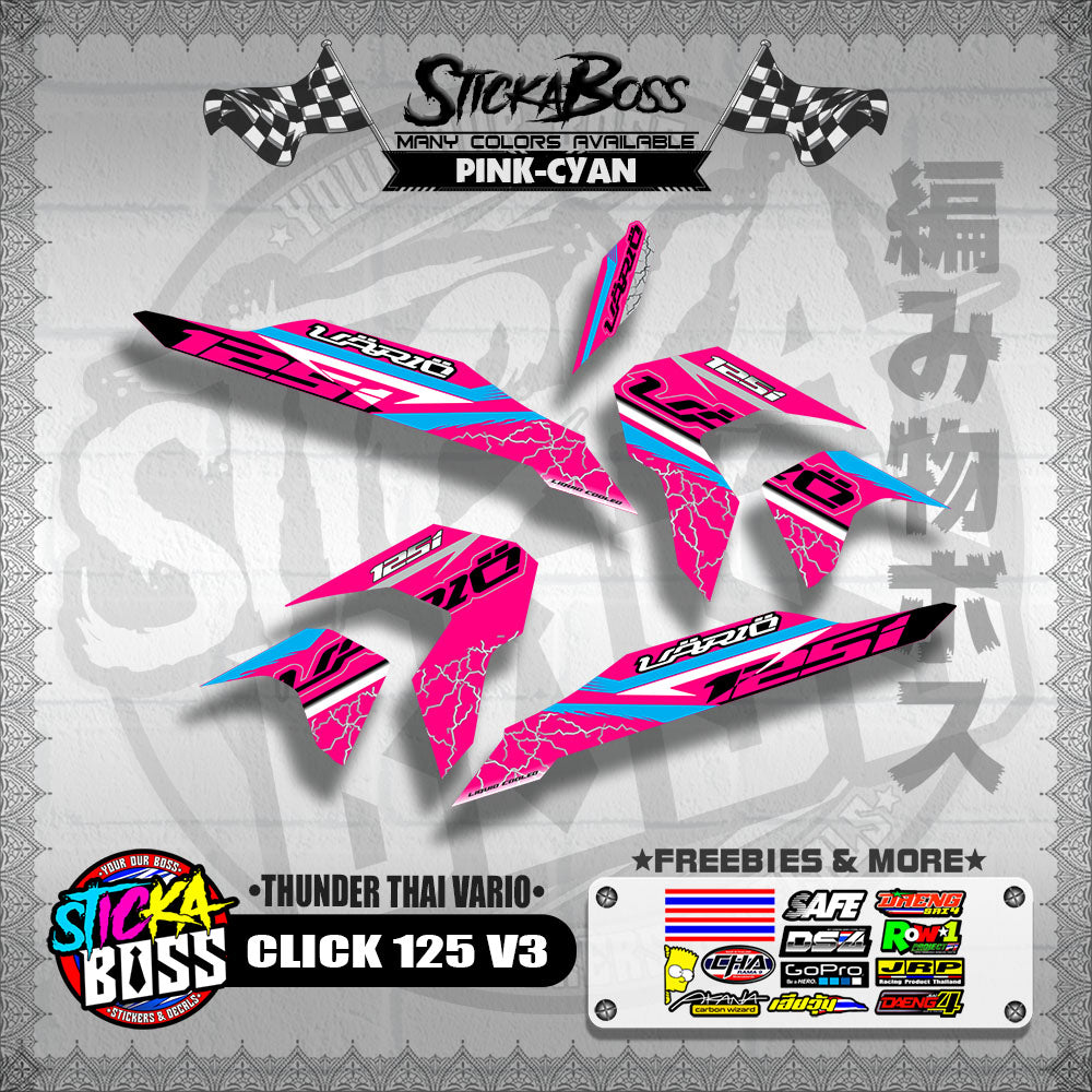 CLICK 125 V3 THAILAND DECALS ( THUNDER THAI VARIO )【WITH FREEBIES】