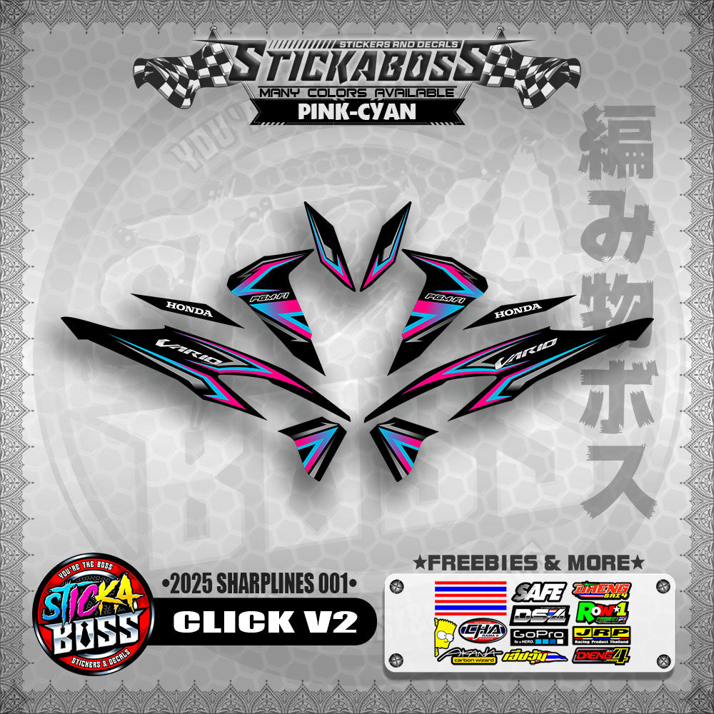 CLICK V2 INDO STICKER DECALS ( 2025 SHARPLINES 001 )【WITH FREEBIES】
