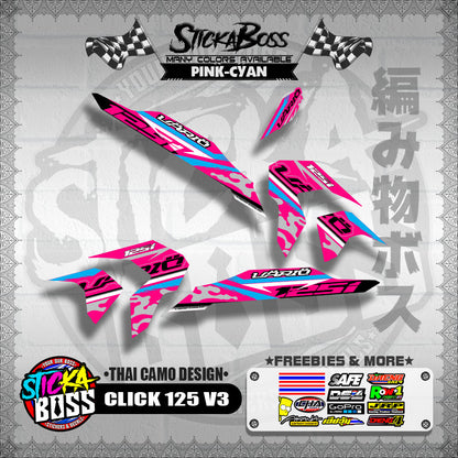 CLICK 125i V3 DECALS ( THAI CAMO DESIGN )【WITH FREEBIES】