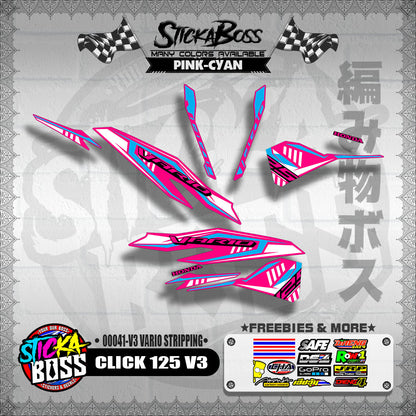 CLICK 125 V3 DECALS ( 00041-V3 VARIO STRIPPING )【WITH FREEBIES】