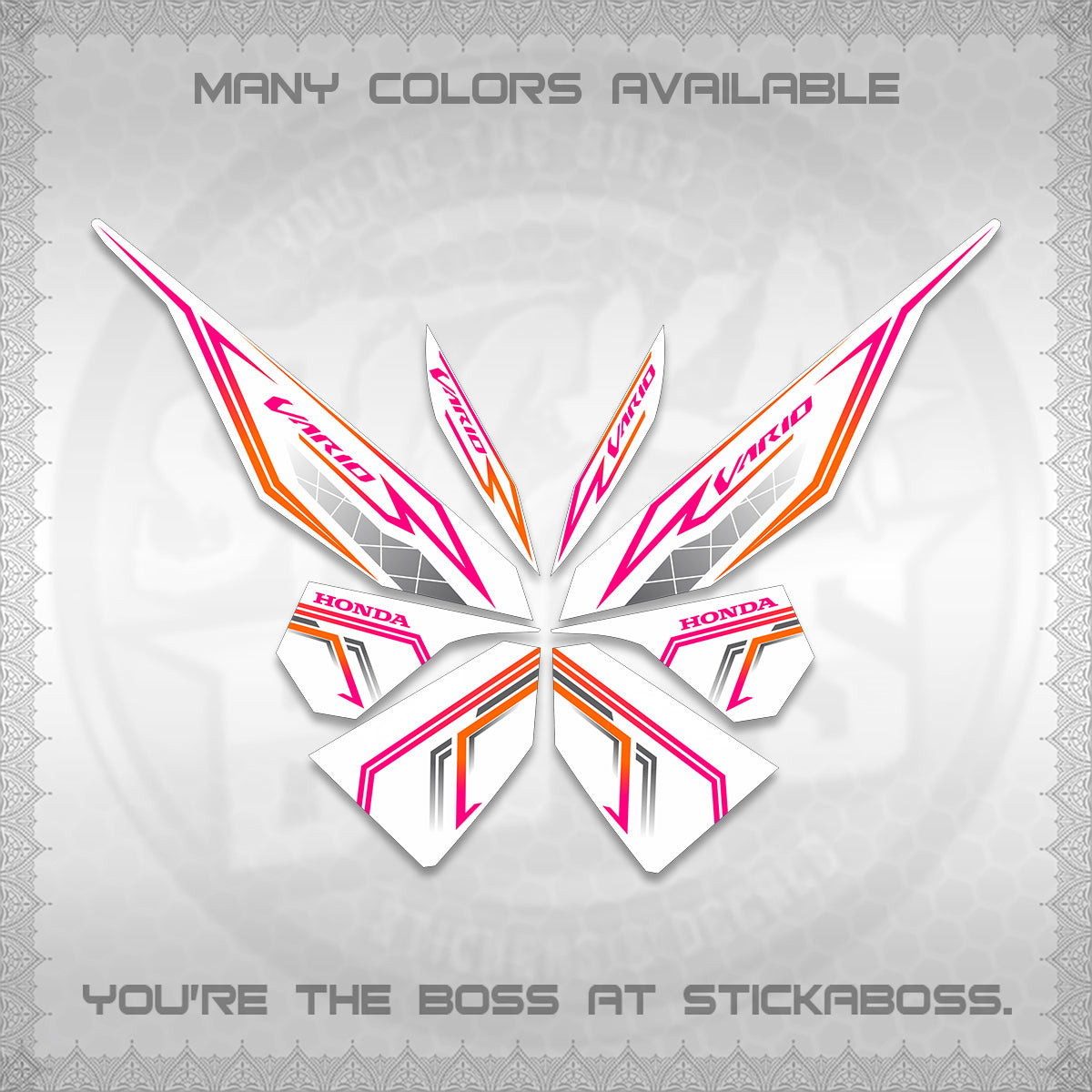 CLICK V1 VARIO DECALS FOR WHITE (2 TONE STRIPES 2026) STICKER DECALS By STICKABOSS