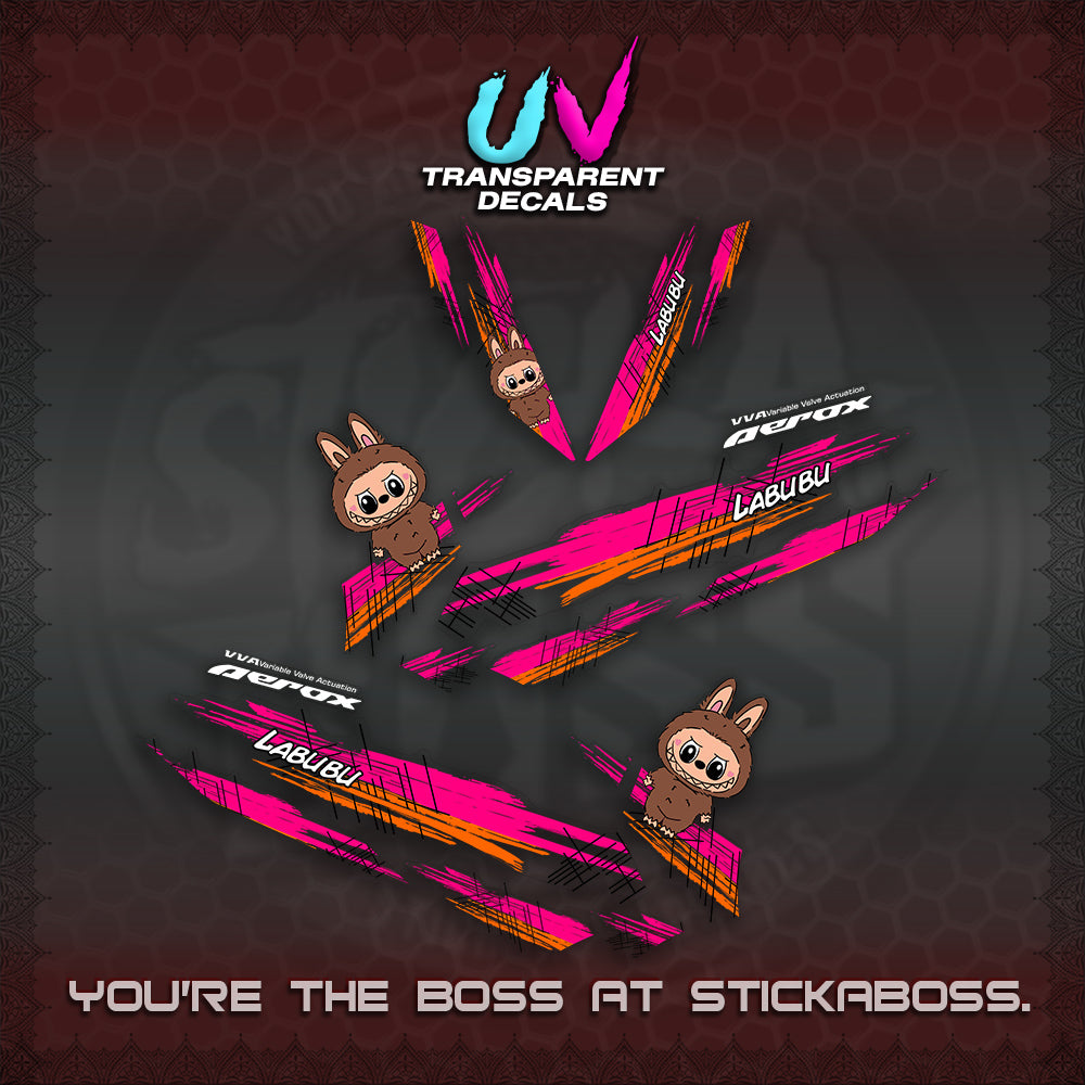 AEROX V2 UV TRANSPARENT DECAL(STUFF TOY 2 TONE)STICKER DECALS By STICKABOSS