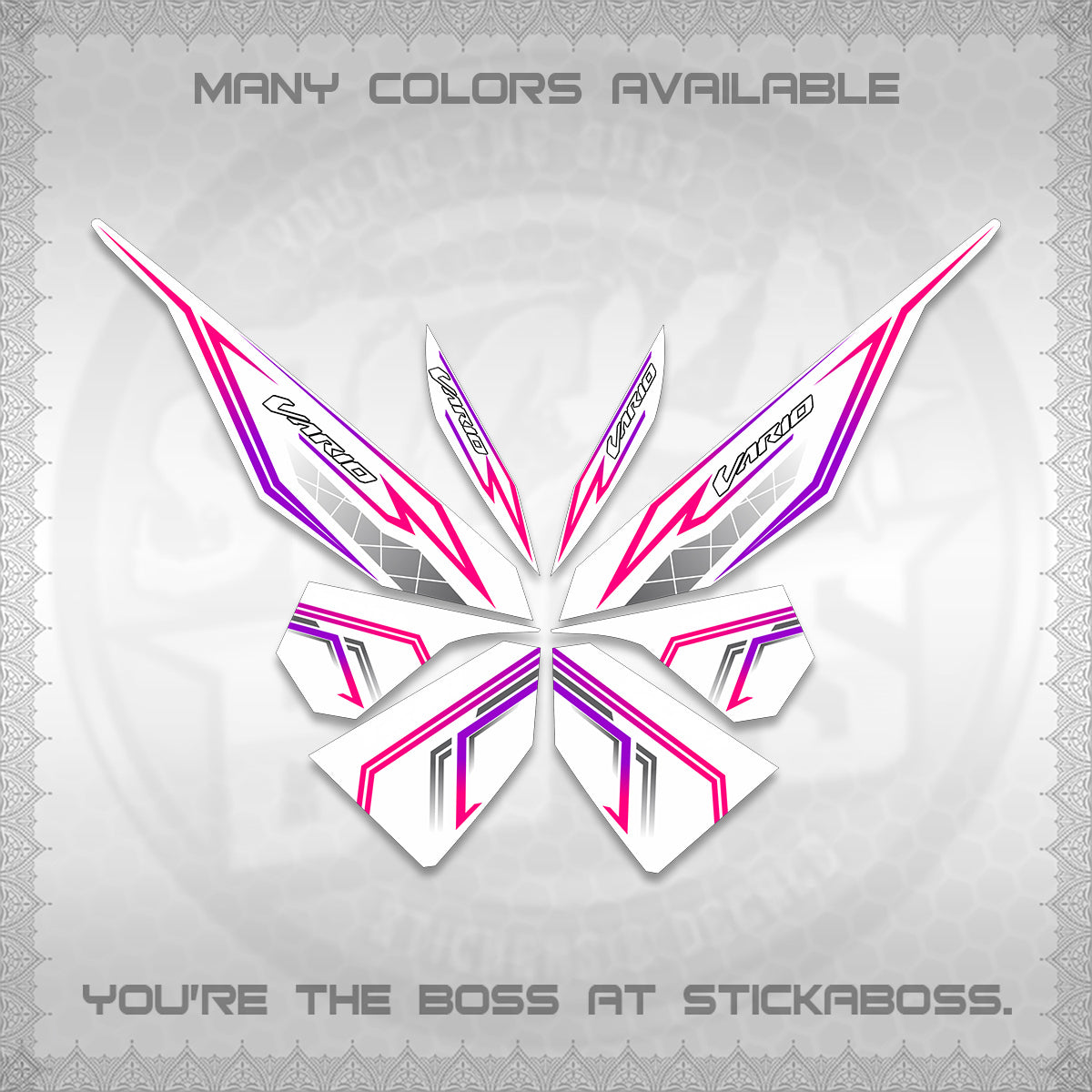 CLICK V1 VARIO DECALS FOR WHITE (2 TONE STRIPES 2026) STICKER DECALS By STICKABOSS