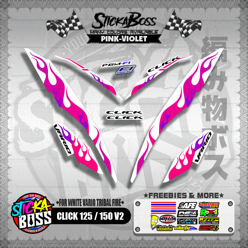 CLICK 125 / 150 V2 DECALS ( FOR WHITE VARIO TRIBAL FIRE )【WITH FREEBIES】