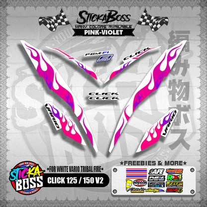 CLICK 125 / 150 V2 DECALS ( FOR WHITE VARIO TRIBAL FIRE )【WITH FREEBIES】