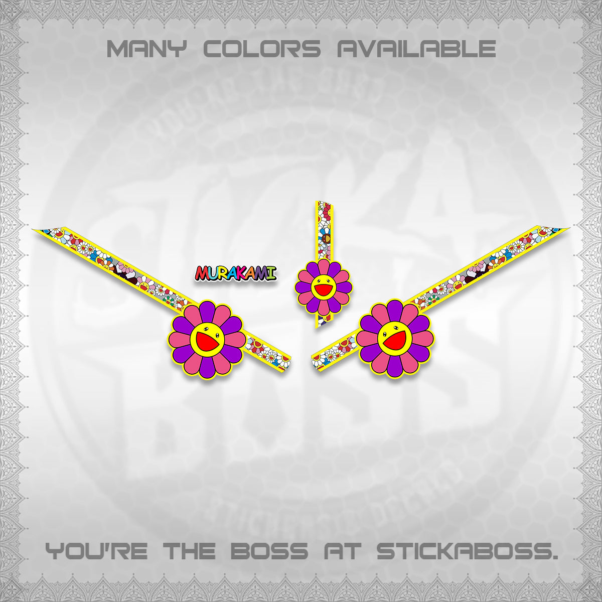 GIORNO 125 DECALS (MURAKAMI FLOWER DESIGN) STICKER DECALS BY STICKABOSS