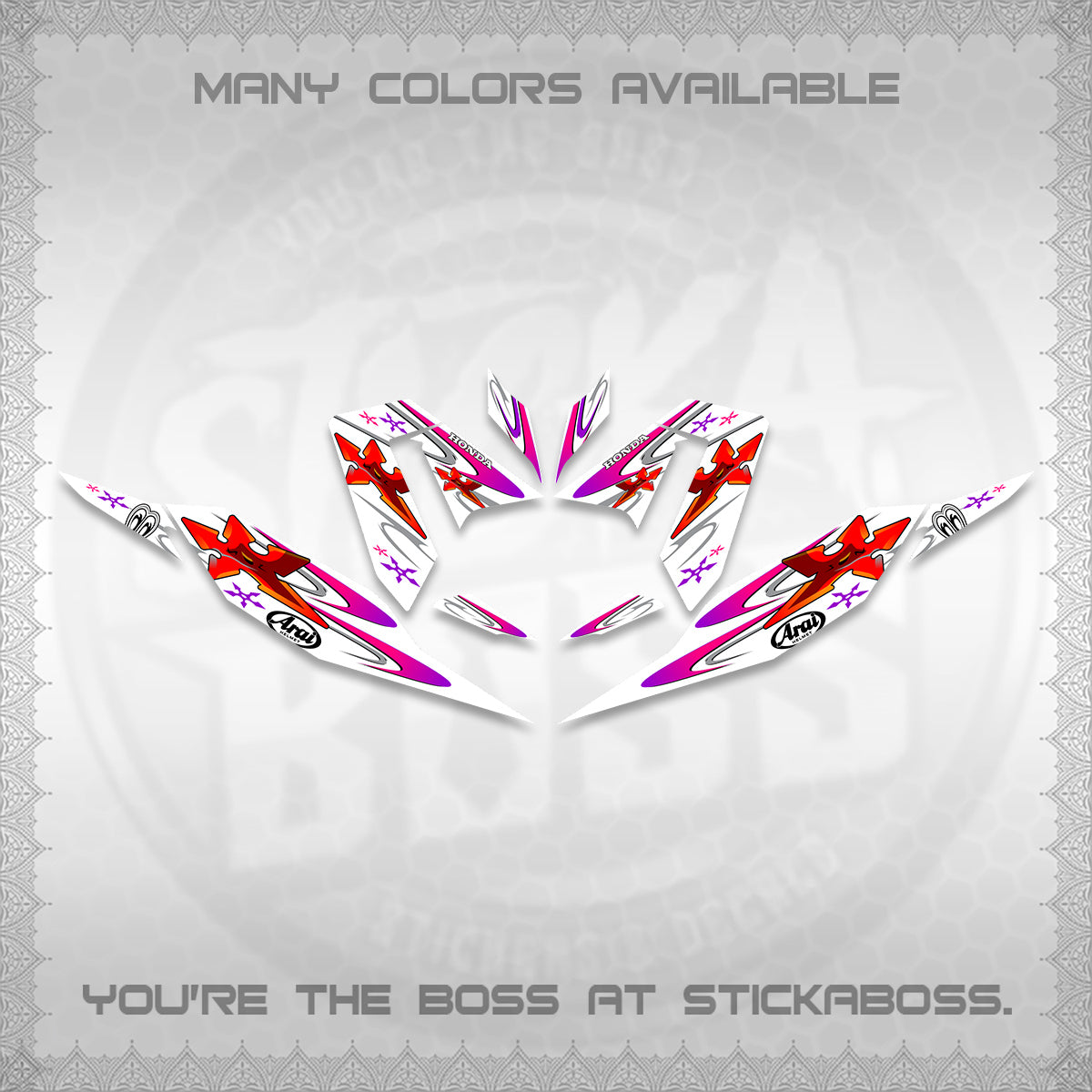 CLICK 125 V4 FOR WHITE DECALS (2026 ARAI STAR RACING DESIGN) STICKER DECALS By STICKABOSS