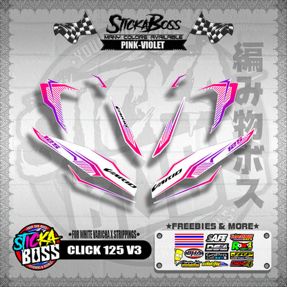 CLICK 125 V3 DECALS ( FOR WHITE VARICHA X STRIPPINGS )【WITH FREEBIES】