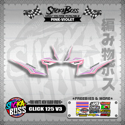 CLICK 125 V3 DECALS ( FOR WHITE NEW VARIO VRD16 ) [ PREMIUM GLOSSY LAMINATED ]【WITH FREEBIES】
