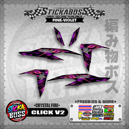 CLICK V2 STICKER DECALS ( CRYSTAL FIRE )【WITH FREEBIES】