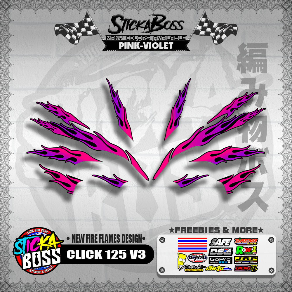 CLICK 125 V3 DECALS ( NEW FIRE FLAMES DESIGN )【WITH FREEBIES】