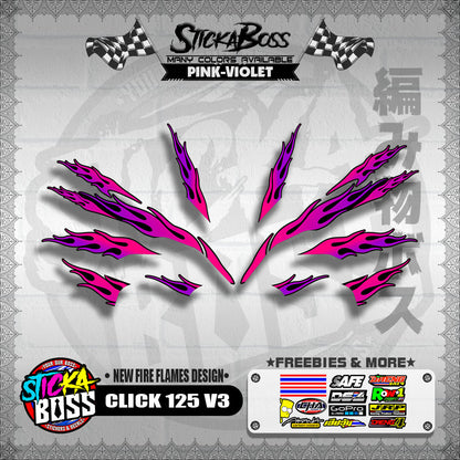CLICK 125 V3 DECALS ( NEW FIRE FLAMES DESIGN )【WITH FREEBIES】