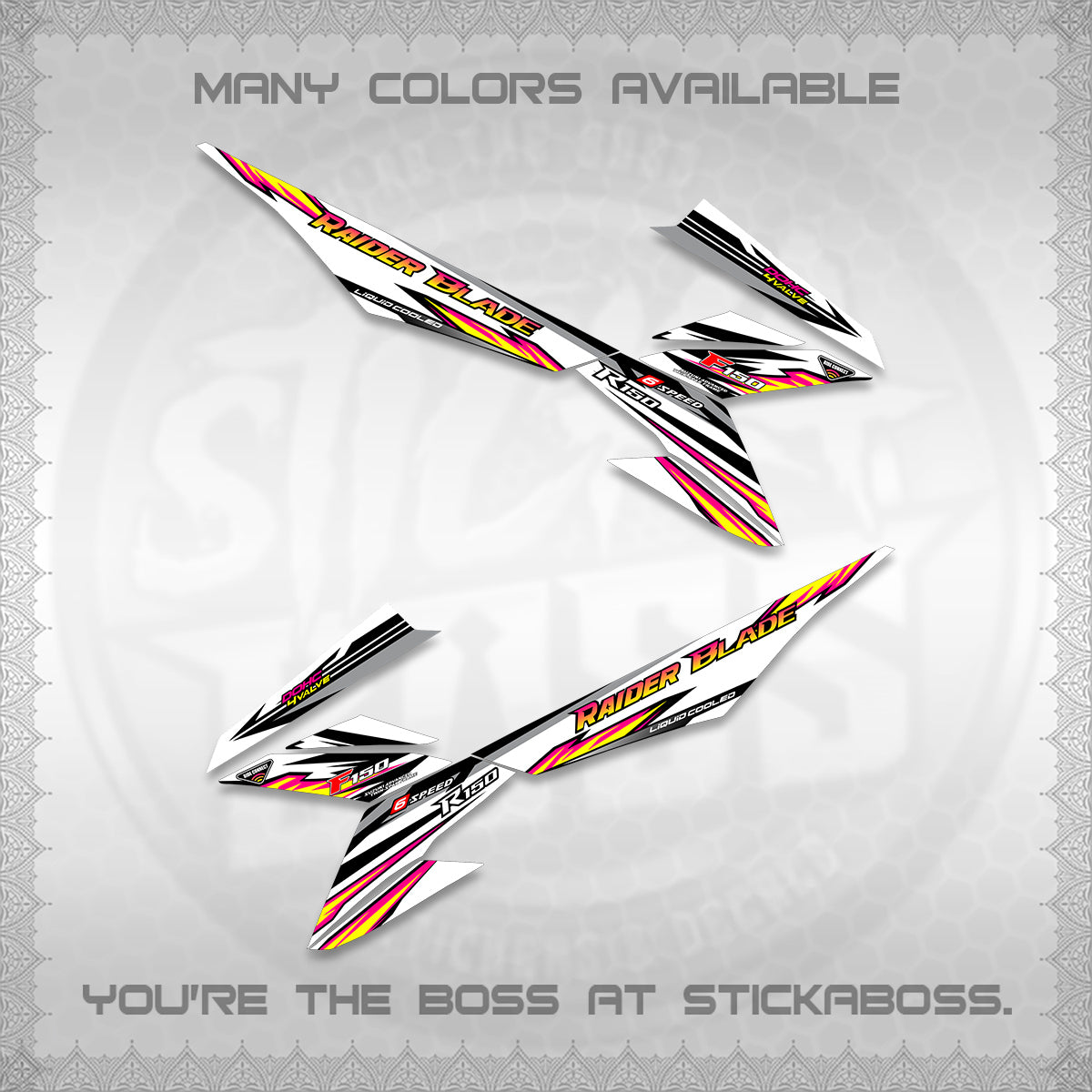 RAIDER BLADE 150 FOR WHITE DECAL(2026 NEW SHARP)STICKER DECALS By STICKABOSS