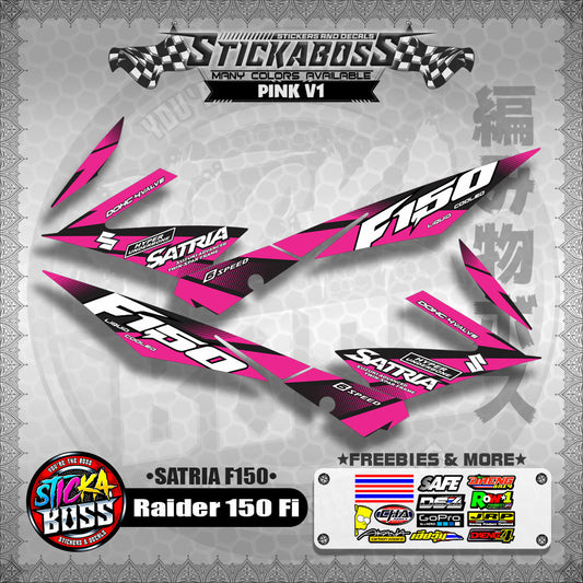 Suzuki Raider 150 Fi Stock Decals PINK (Satria F150)【PREMIUM GLOSSY LAMINATED】