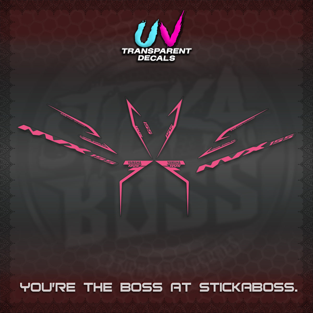 AEROX 155 V2 UV TRANSPARENT STRIPING DECALS (2022 NVX 1-TONE) STICKER KITS BY STICKABOSS