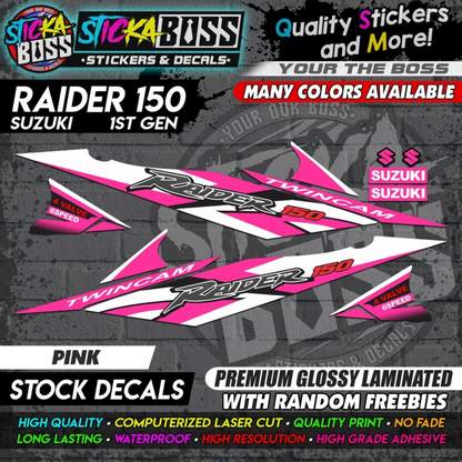Suzuki Raider 150 1st Gen Decals (Stock Design) [ASSORTED COLORS]【PREMIUM GLOSSY LAMINATED】