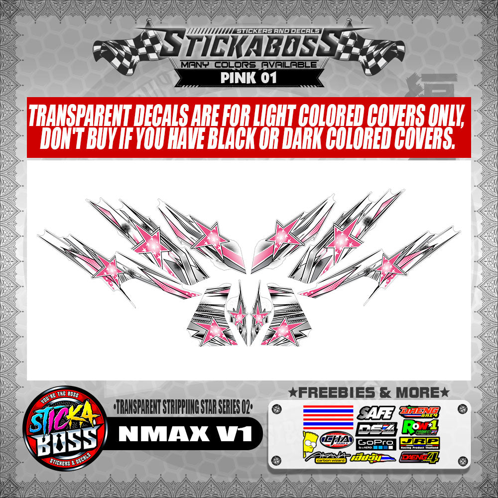 NMAX V1 STICKER DECALS ( TRANSPARENT STRIPPIING STAR SERIES 02 )【WITH FREEBIES】