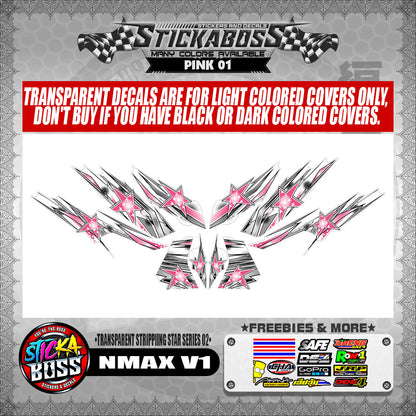 NMAX V1 STICKER DECALS ( TRANSPARENT STRIPPIING STAR SERIES 02 )【WITH FREEBIES】