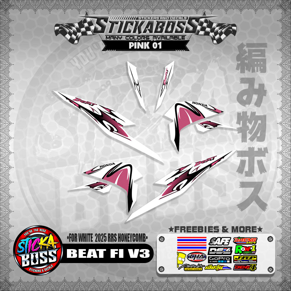 BEAT FI V3 INDO STICKER DECALS ( FOR WHITE  2025 RRS HONEYCOMB )【WITH FREEBIES】
